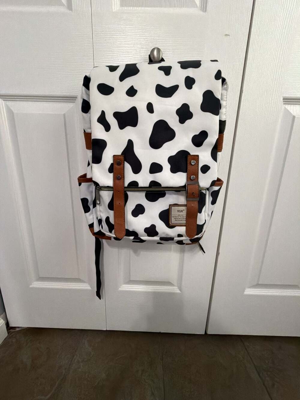 YGR Cow Print Laptop Backpack Vintage School Bookbag